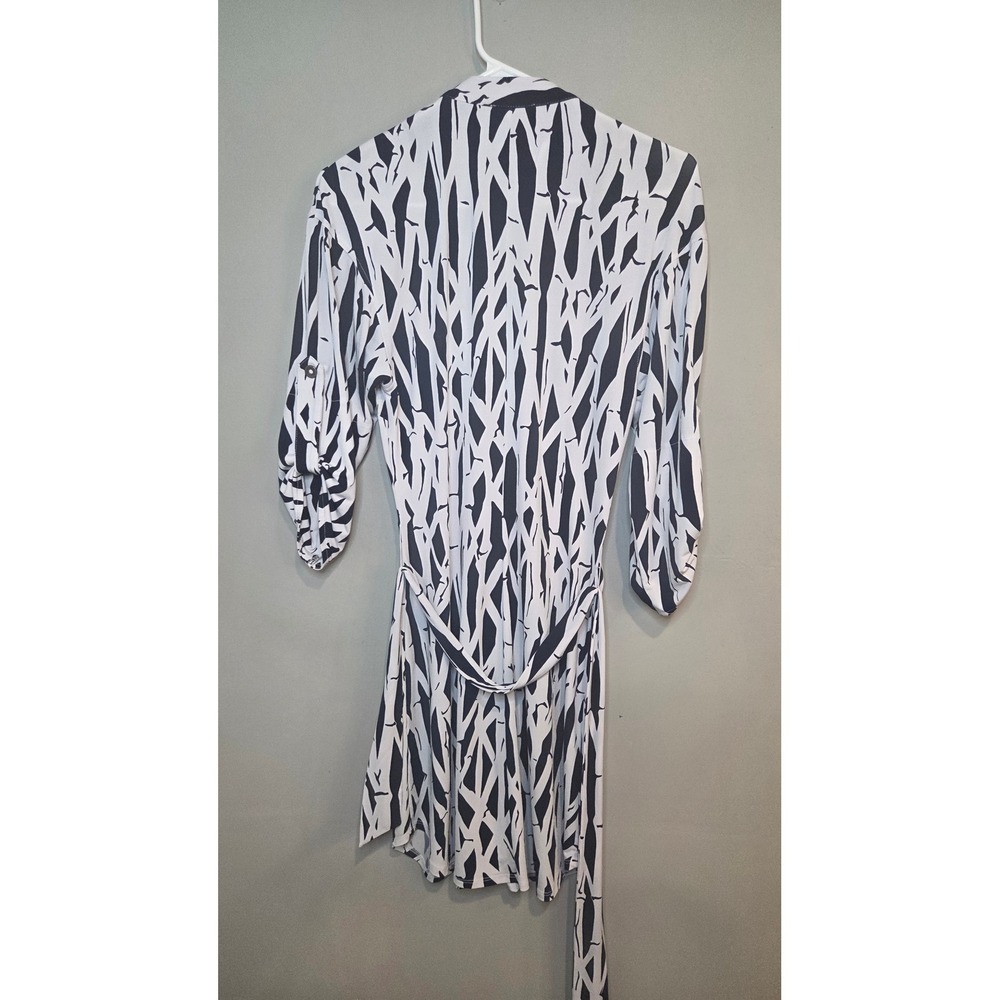 Laundry Shelli Segal Abstract Print Button Front Belted Shirt Dress Womens 2 - Picture 2 of 5